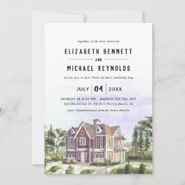 Elegant Manor Villa | Illustrerad Bröllop Helg Inbjudningar