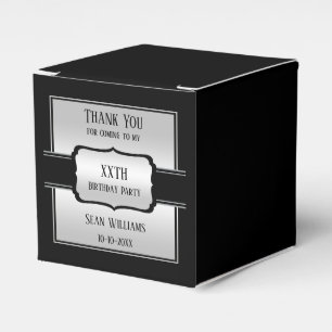 Elegant Man's Silver & Black Birthday Presentaskar