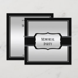 Elegant Man's Silver & Black Memorial Party Inbjudningar