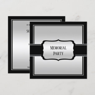 Elegant Man's Silver & Black Memorial Party Inbjudningar