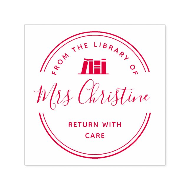 Elegant-manus bibliotek bok frimärke självfärgande stämpel (Design)