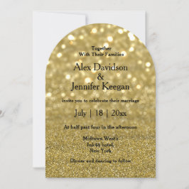 elegant manus gold lyx gnistrar båge bröllop inbjudningar