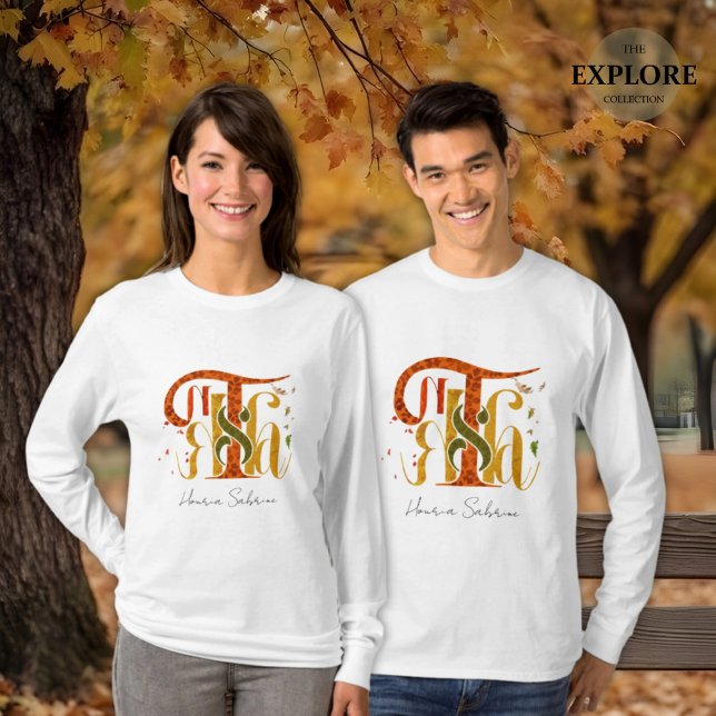 Elegant Manuscript Thanks Autumn Fall Foliage T Shirt (Skapare uppladdad)
