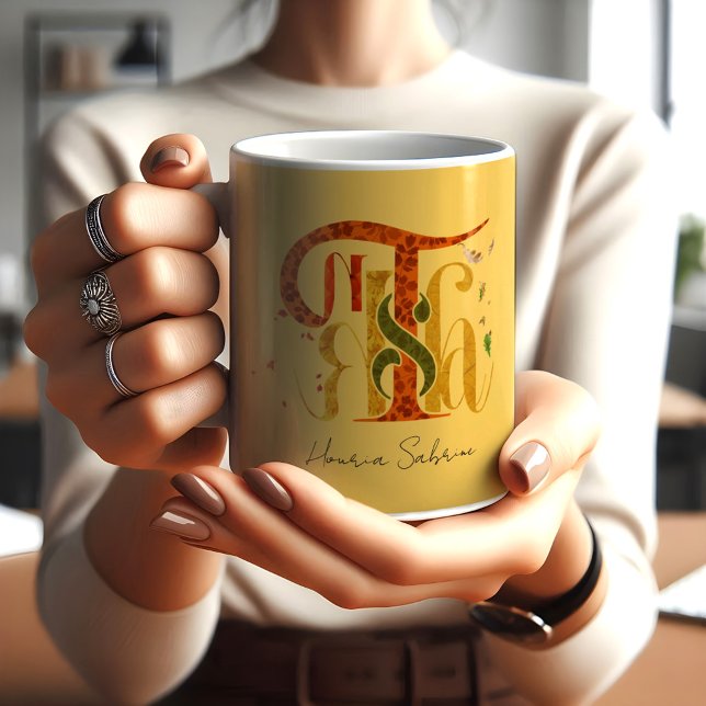Elegant manuskript Tack Höst Fall Lövverk Kaffemugg (Skapare uppladdad)