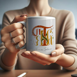 Elegant manuskript Tack Höst Fall Lövverk Kaffemugg