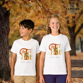 Elegant manuskript tack höst fallande löv barn t shirt
