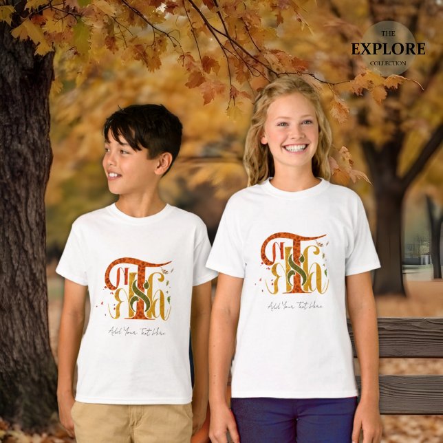 Elegant manuskript tack höst fallande löv barn t shirt (Skapare uppladdad)