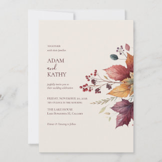 Elegant Maple Leaf Fall Wedding Invitation Inbjudningar