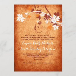 Elegant Maple löv orange fall bröllop Inbjudningar