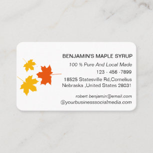 Elegant Maple Löv Syrup Farm Visitkort