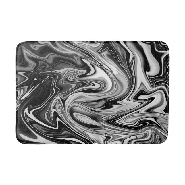 Elegant Marble 7 - Liquid Black and White Badrumsmatta (Framsidan)