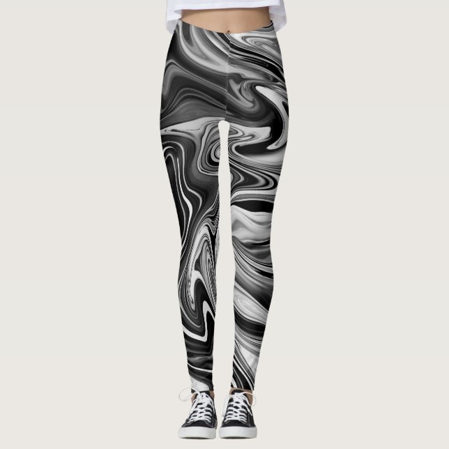Elegant Marble 7 - Liquid Black and White Leggings (Framsida)