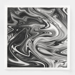 Elegant Marble 7 - Liquid Black and White Pappersservett