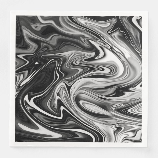 Elegant Marble 7 - Liquid Black and White Pappersservett (Framsida)