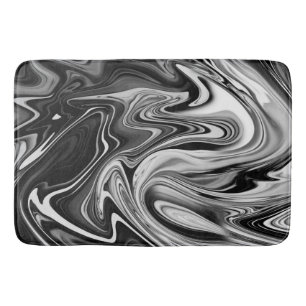 Elegant Marble 7 - Vit flytande svart Badrumsmatta