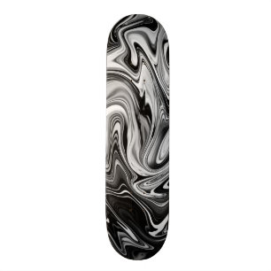 Elegant Marble 7 - Vit flytande svart Mini Skateboard Bräda 18,5 Cm
