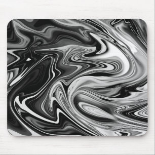 Elegant Marble 7 - Vit flytande svart Musmatta