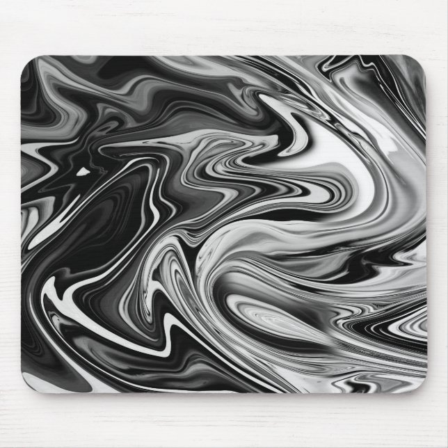 Elegant Marble 7 - Vit flytande svart Musmatta (Framsidan)