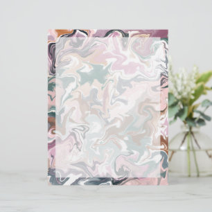 Elegant Marble Abstrakt Grönt and Rosa Letterhead Brevhuvud