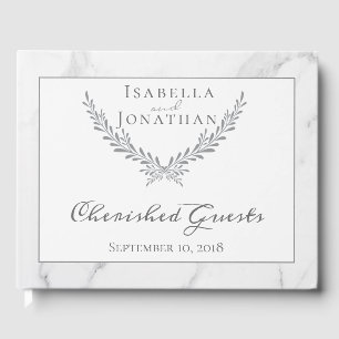 Elegant Marble and WAN Bröllop Guest Bok