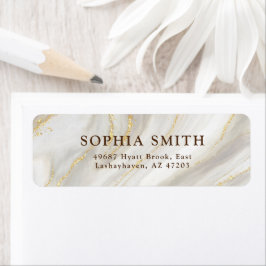 Elegant Marble Background Guld Glitter Simple Text Returadress Etikett