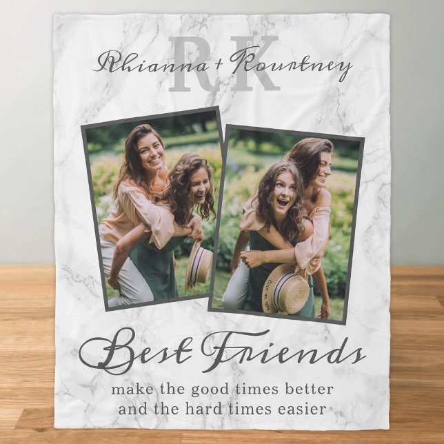 Elegant Marble Best Friends Photo Fleece Blanket (Skapare uppladdad)