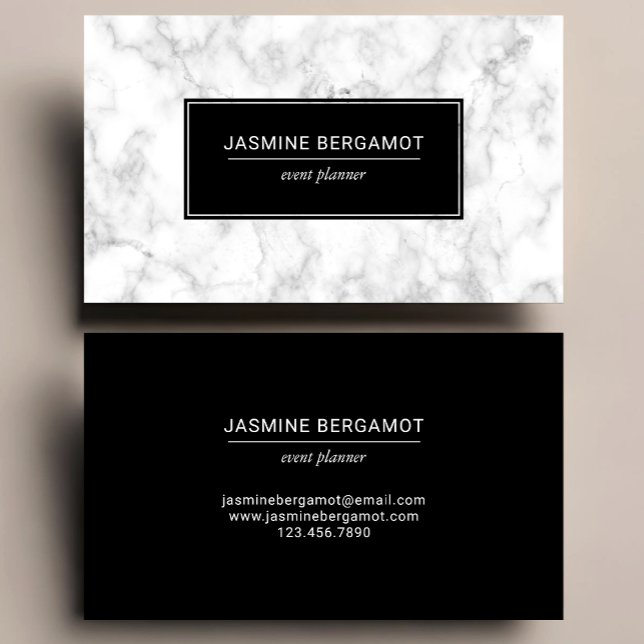 Elegant Marble Black and White Event Planner Visitkort (Skapare uppladdad)