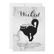 Elegant Marble Black Cat Halloween Costume Party