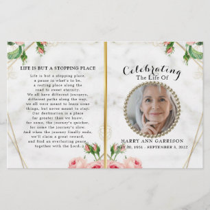 Elegant Marble Blommigt Firande of Life Programme