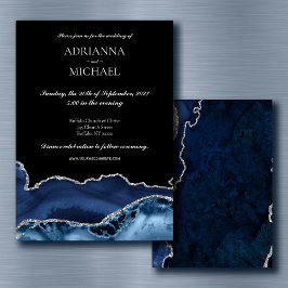 Elegant Marble Blue Agate bröllopsinbjudan Inbjudningar