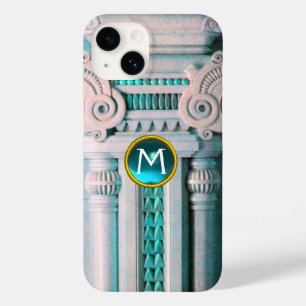 ELEGANT MARBLE COLUMN,ROSA BLUE GEM STONE MONOGRAM