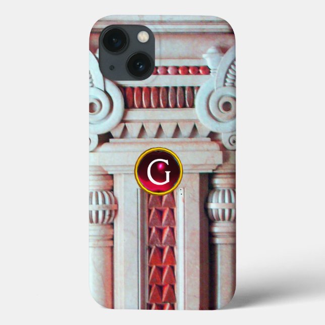 ELEGANT MARBLE COLUMN,ROSA RED GEM STONE MONOGRAM (Baksida)