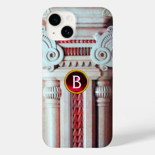 ELEGANT MARBLE COLUMN,ROSA RED GEM STONE MONOGRAM