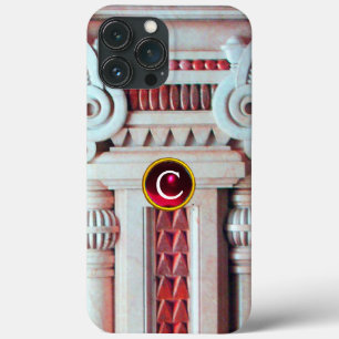 ELEGANT MARBLE COLUMN,ROSA RED GEM STONE MONOGRAM