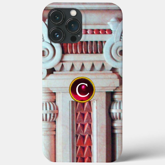 ELEGANT MARBLE COLUMN,ROSA RED GEM STONE MONOGRAM (Baksida)