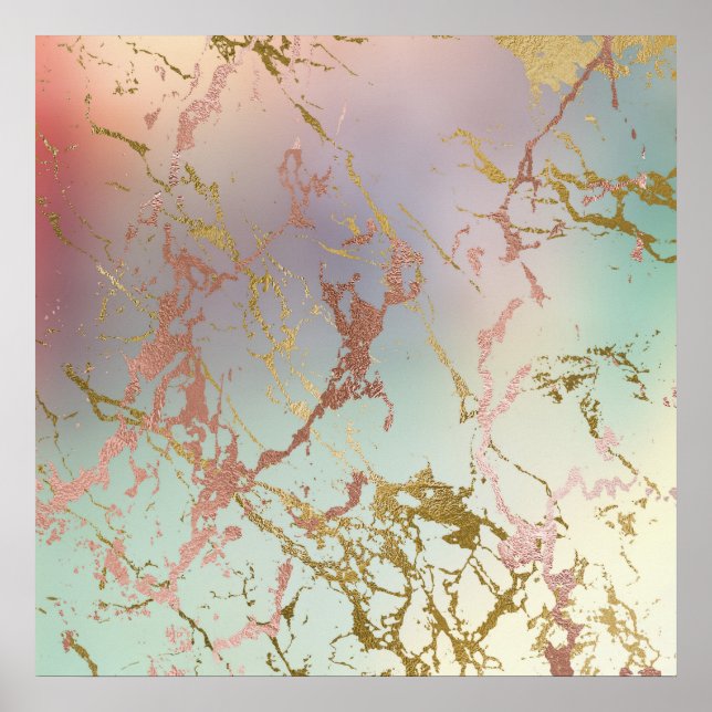 Elegant Marble | Copper Sage Mint Grönt Ro Guld Poster (Framsidan)