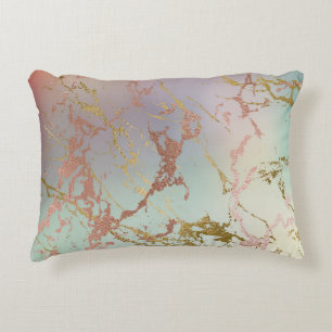 Elegant Marble Copper Sage Mint Grönt Ro Guld Prydnadskudde