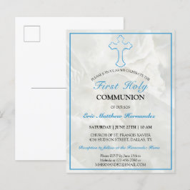 Elegant Marble First Heliga Communion-inbjudan Inbjudan Vykort