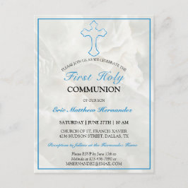 Elegant Marble First Heliga Communion-inbjudan Inbjudan Vykort