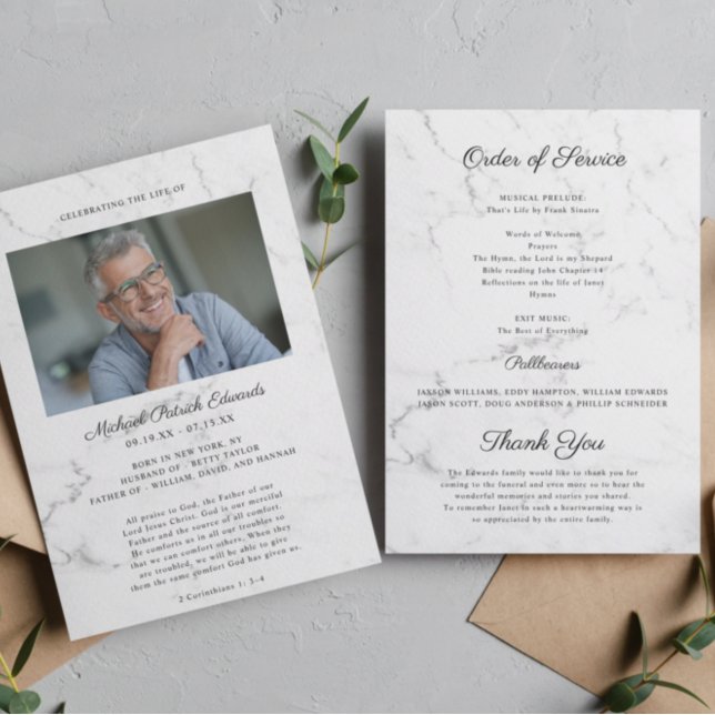 Elegant Marble | Funeral Memorial Photo Program (Skapare uppladdad)