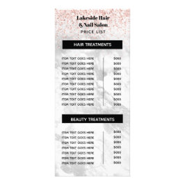 Elegant Marble Glitter Salon Pris List Services Reklamkort