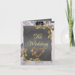 Elegant Marble, Grey, Gold Frame, Gold Heart Meddelande