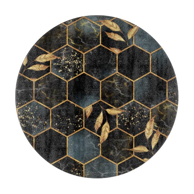 Elegant Marble & Guld: Abstrakt Hexagon Struktur (Framsidan)