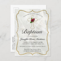 Elegant Marble Guld Baby Baptism Postcard Inbjudan