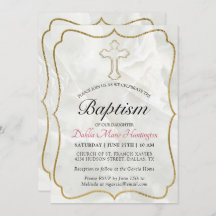 Elegant Marble Guld Flicka Baptism