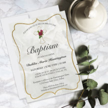 Elegant Marble Guld Flicka Baptism