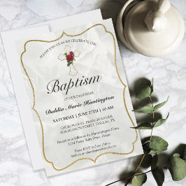 Elegant Marble Guld Flicka Baptism Inbjudningar