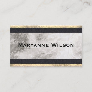 Elegant Marble Guld Leather Trim Visitkort