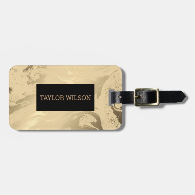 Elegant marble guld och black bagagebricka (Horisontell Framsida)