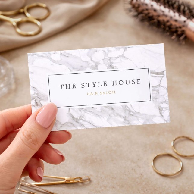 Elegant Marble Hair Stylist Salon Visitkort (Skapare uppladdad)
